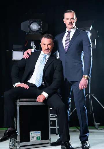 Men in a TV studio fucking