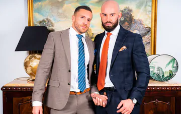 Two guys in suits fucking