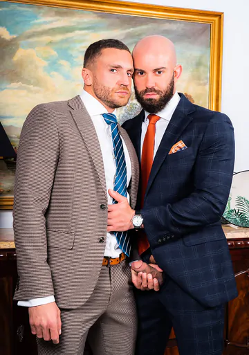 Two guys in suits fucking
