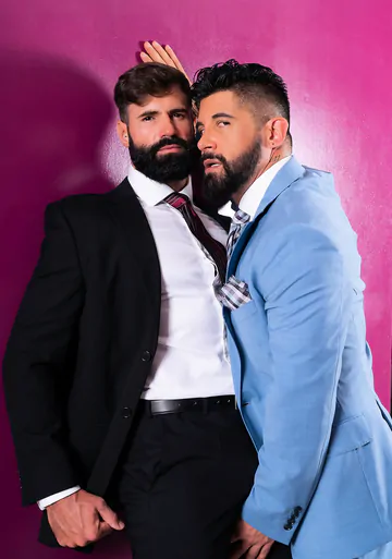 Clothed men fucking in a hottub