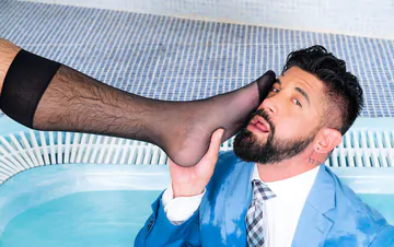 Clothed men fucking in a hottub