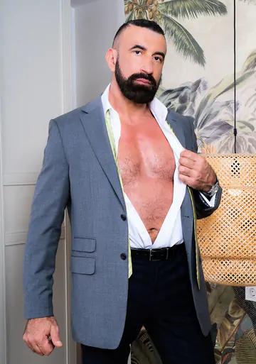 Bearded guys in suits fucking