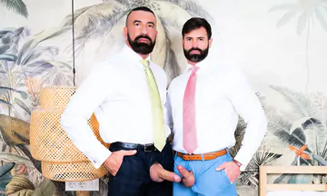 Bearded guys in suits fucking