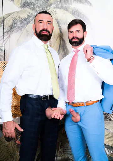 Bearded guys in suits fucking
