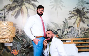 Bearded guys in suits fucking