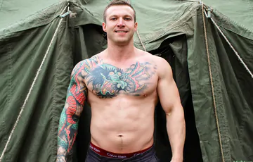 Beefy guy showing his boner