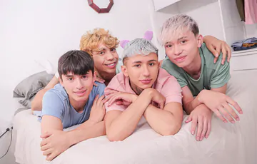 Cute Latino boys having a foursome
