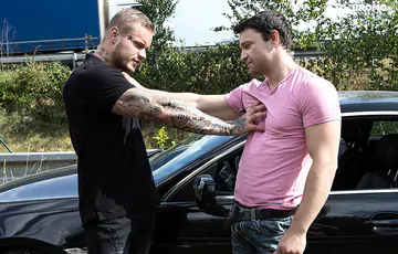 Two guys on a road fucking