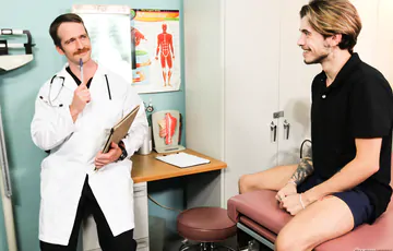 Guys in a doctors office fucking