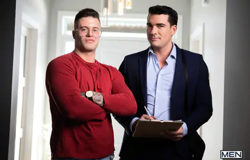 Gay hunks having kitchen sex