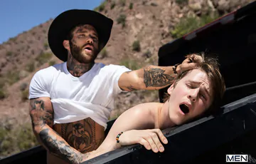 Horny cowboys fucking outdoors