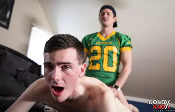 Handsome boy getting plowed