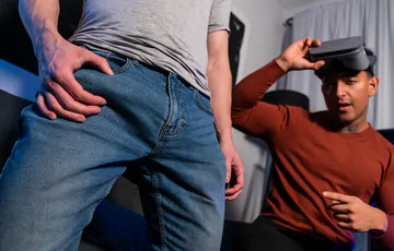 Guy with a moustache gets fucked