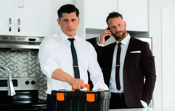 Guys in a kitchen fucking