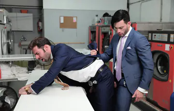 Gays fucking in the laundry