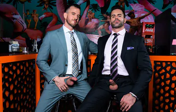 Men in a bar having sex