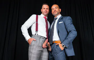 Men in suits having gay sex