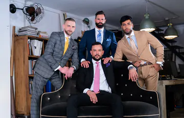 Men in suits having a foursome